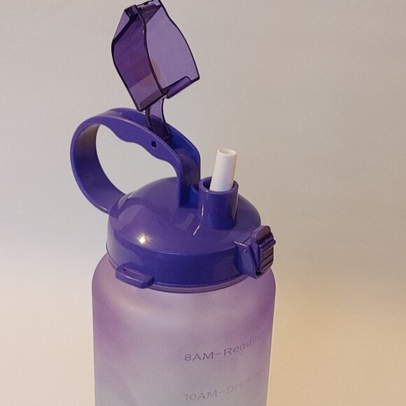 Motivational Water Bottle 64oz. Ombre Straw and Pop Top Lid 2000ml - Picture 3 of 14